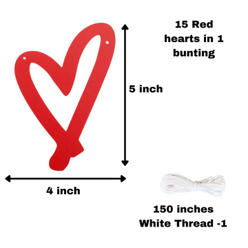Pinfliers Proposal/Happy Anniversary/Valentines Day Decoration Items, Red Heart Shape Paper Bunting/Banner/Garland, 15 Pieces, 60 inches in Length,I Love You/Wedding Anniversary Decoration